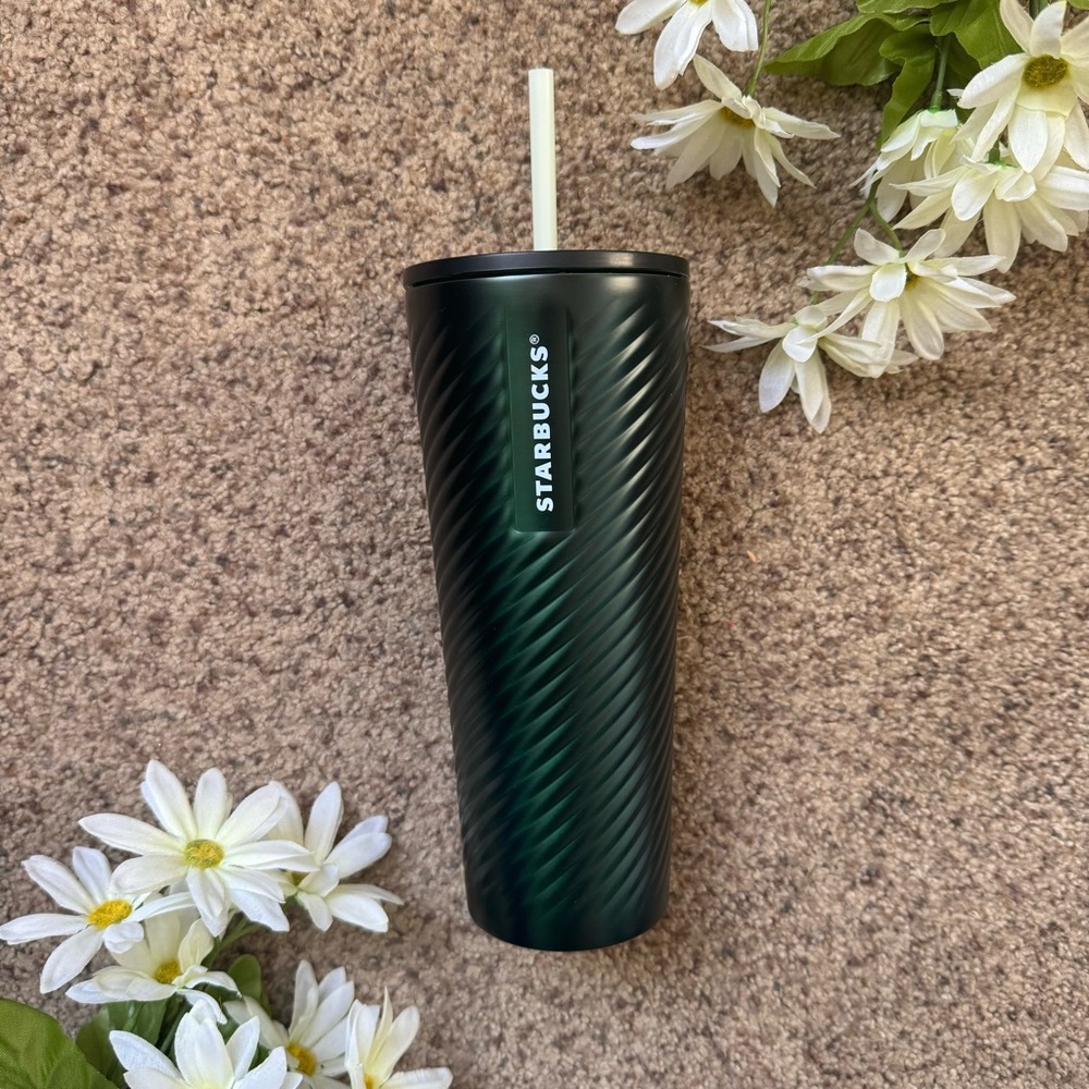 Starbucks Winter 2022 Holiday Green Forest Swirl SS Venti Cold Cup Tumbler NWT